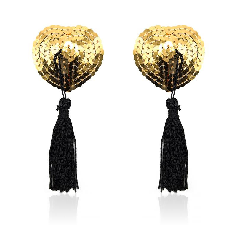 Pezonera de Corazon con Lentejuelas Doradas