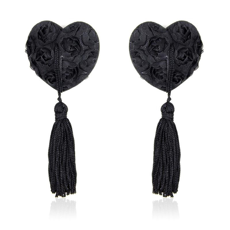 Pezoneras con Encaje y Patron Floral Negro