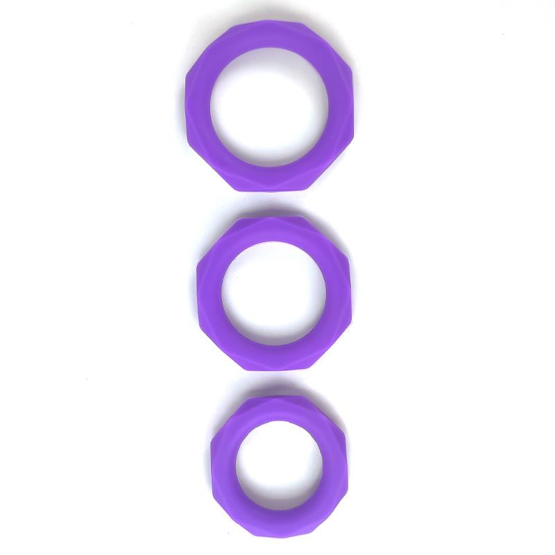 Set de 3 Anillos para el Pene Silicona Purpura