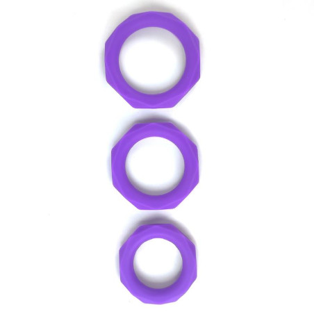 Set de 3 Anillos para el Pene Silicona Purpura