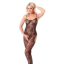 Bodystocking Abierto Floral Negro Talla Unica
